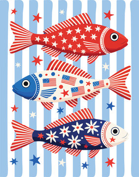 Patriotic fisherman t-shirt graphic with largemouth bass and USA flag