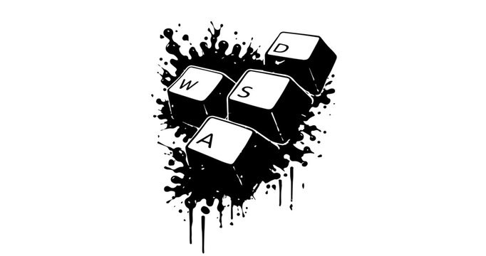 WASD Gaming Dice Grunge Art
