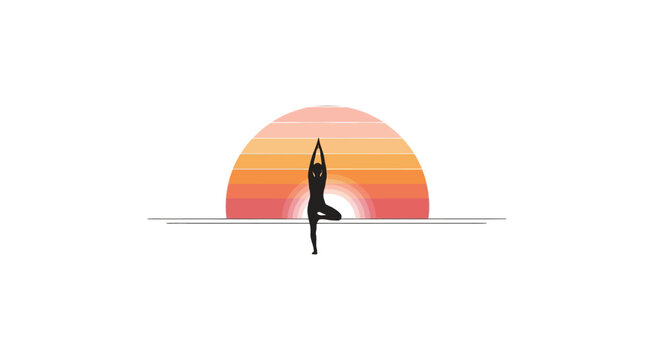 Woman in yoga tree pose outdoors.