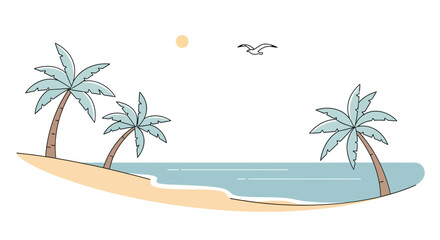 Obraz premium Palm trees on sandy beach shore.