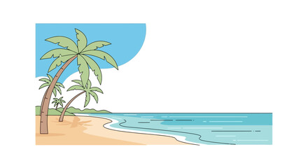 Obraz premium Tropical palm trees on sandy beach.