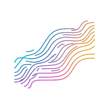 Colorful abstract wave lines pattern isolated