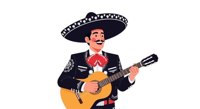 Man in sombrero playing guitar.