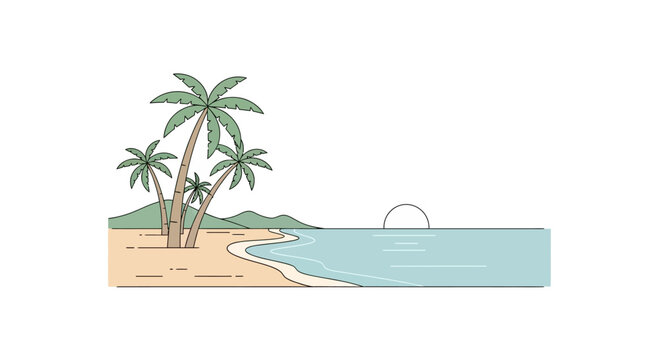 Palm trees on sandy beach shore.