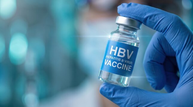 Medical professional holding a vial of HBV vaccine, ready for administration to prevent hepatitis B virus infection.
