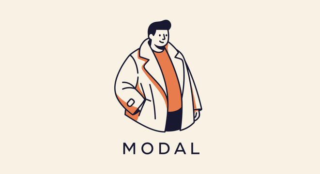 Stylized Man in Winter Coat Fashion Illustration