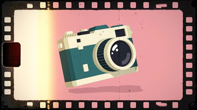 Minimalist Vintage Camera Illustration with Sunflower Lens