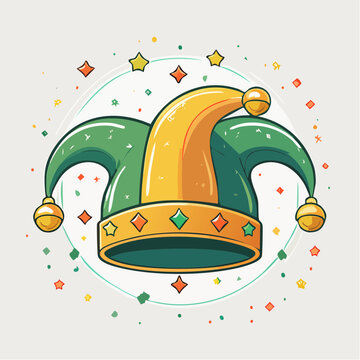 Jester Hat with Bells and Confetti