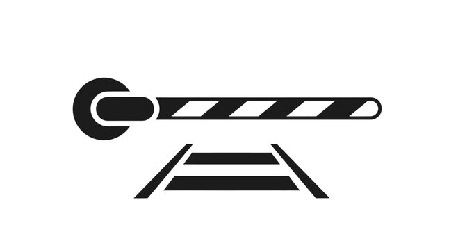 Railway crossing gate with barrier.