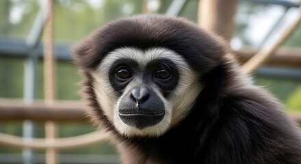 Fototapeta premium Close-up of a monkeys face outdoors.