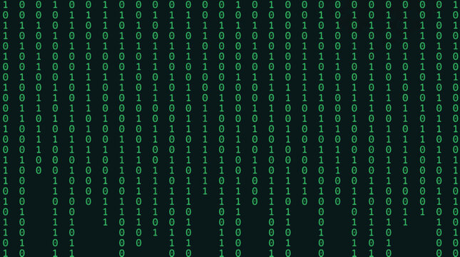 Binary code matrix seamless pattern with green digital falling numbers on dark abstract background vector illustration
