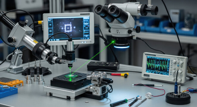 Microscope Laser Calibration Station for High Precision Electronic Component Test