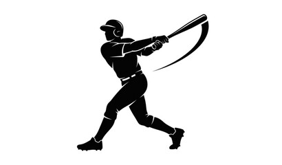 Fototapeta premium Baseball swing vector silhouette illustration isolated on white background