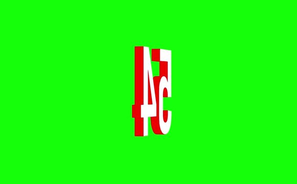 3D Rotating Number 54 Logo on Green Screen Background Loop