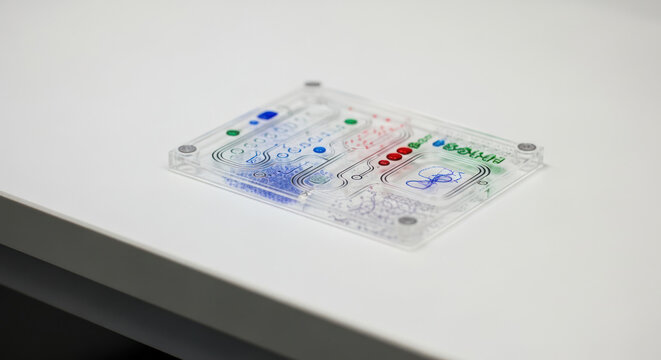 Microfluidic Chip Laboratory Device on a White Background