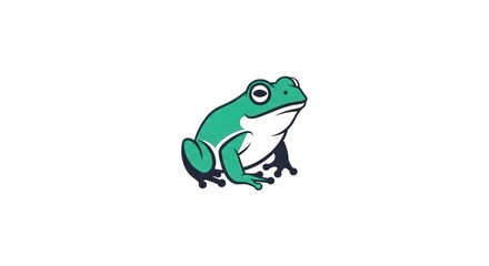 Fototapeta premium Simple green and white frog illustration in profile