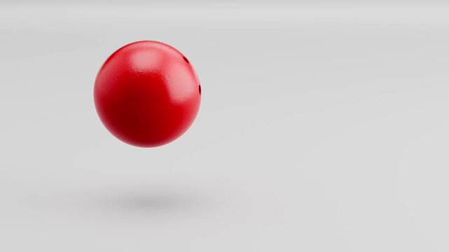 Bowling Ball Spinning and Floating on Gray Background with Copy Space, Seamless Loop 3D Animation