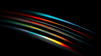 A macro close up capturing rainbow-like reflections across vinyl grooves under angled light on a black background
