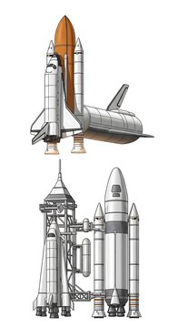 Space Shuttle and Rocket Launch.