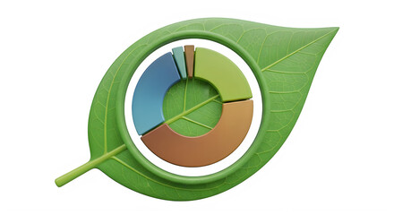 Obraz premium Eco friendly pie chart, green leaf, infographic element, business statistics isolated PNG with Transparent Background Green PNG