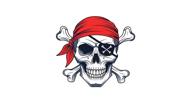 Pirate skull with red bandana.
