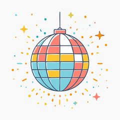 Obraz premium Disco Ball with Confetti and Stars