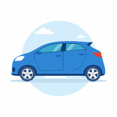 Obraz premium Blue Hatchback Car Illustration