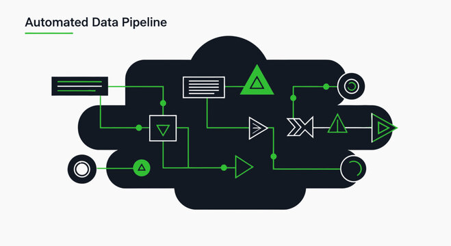 Automated Data Pipeline System Flowchart Concept with Cloud Shape