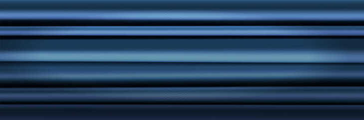 Fototapeta premium Abstract dark blue horizontal lines background with motion blur effect and metallic texture for modern banner or professional header. 