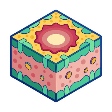 Illustration of Simple Cuboidal Epithelium Cells
