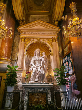 Madonna del Parto Statue by Jacopo Sansovino in Basilica of Sant Agostino Rome Italy