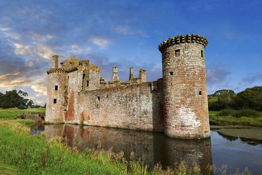 Exterior of Caerlaverock Castle, Dumfries Galloway, Scotland, United Kingdom