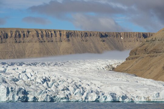 Glacier tongue, glacier in Croker Bay, Nunavut, Devon Island, Arctic, Canada