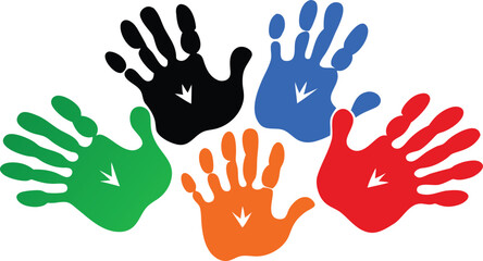 Fototapeta premium Handprints, color vector design on a white background.