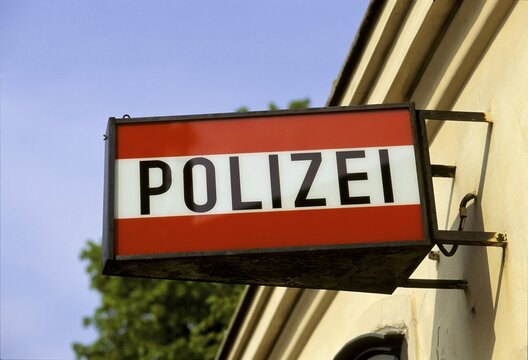 Sign Polizei, police Vienna, Austria