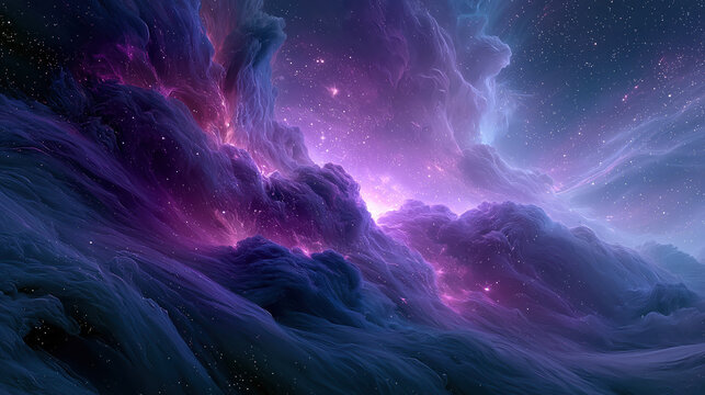 Purple And Blue Nebula Galaxy Cloud Abstract Background