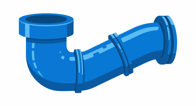 A blue, pixelated pipe section with two bends and flanges