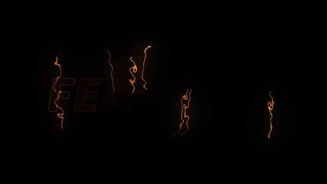 Bold fearless word with lightning effects on dark background, inspiring motivational concept