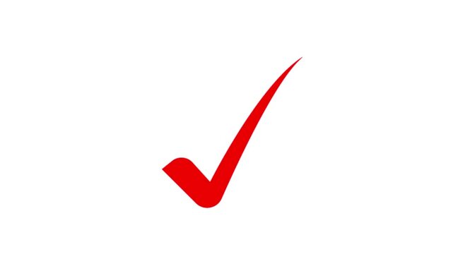 Red Tick mark icon animation 4k video. right check mark icon transparent background. Tick symbol animation, success approval correct sign. 