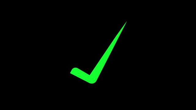 Tick mark icon animation 4k video. right check mark icon transparent background. Green tick mark Tick symbol animation, success approval correct sign. 