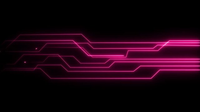 Abstract circuit board icon glowing neon lines. simple logotype icon concept. Close-up of computer processors technology concept black background.4k video.