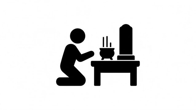 Ancestor worship shrine prayer reverence icon