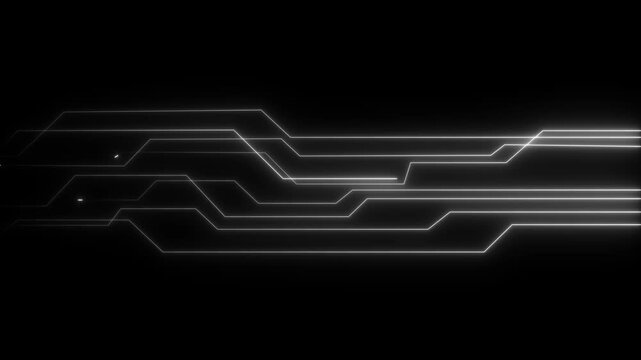 Abstract circuit board icon glowing neon lines. simple logotype icon concept. Close-up of computer processors technology concept black background.4k video.