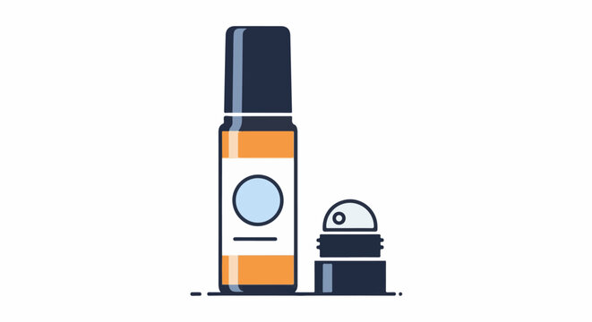 A graphic illustration of a rollerball deodorant with cap removed