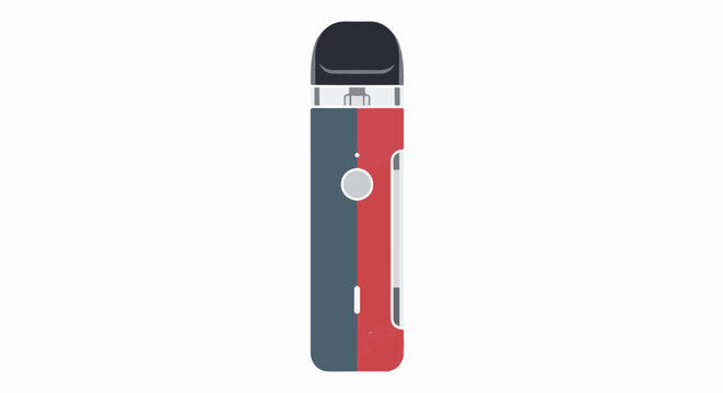 A modern vape pen device with a black cap and dual red/blue body