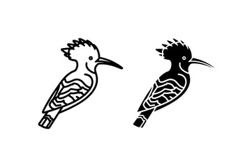 Hoopoe bird vector icons, black and white hoopoe bird logo, avian set © Bappi