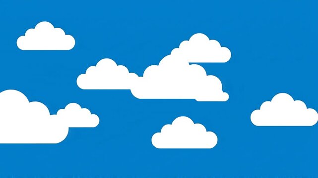 Minimalist white cloud illustration on solid blue background