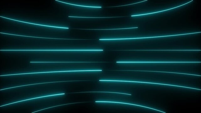 Neon lights blinking lines moving animation. Abstract Blue Neon Lines Glowing Curved Stripes Technology Background Seamless Loop Animation. neon line digital world breaking news Studio Background