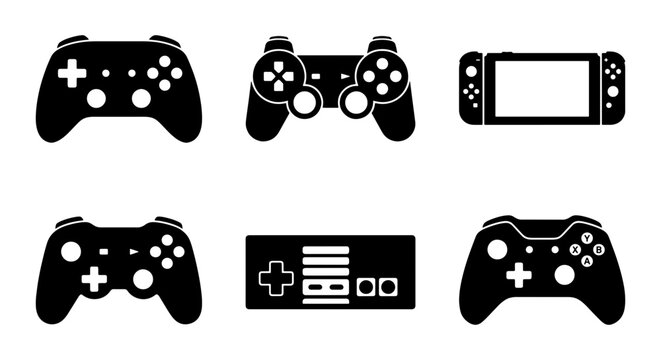 Video Game Controllers Collection, Retro and Modern Gaming Input Devices, Digital Entertainment Icons, Vector Graphics Set