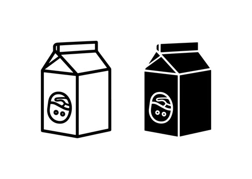 Milk Carton Icons, Dairy Beverage Packaging Vector Graphics, Food Container Symbols, Fresh Drink Branding Elements, Simple Outline and Silhouette Styles